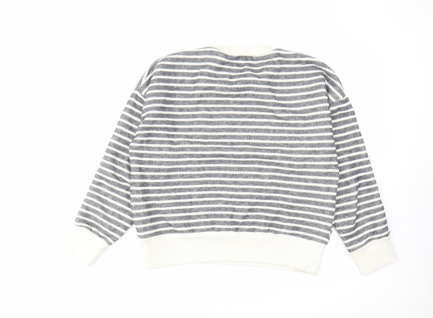 Zara Womens Grey Striped Polyester Pullover Sweatshirt Size M Pullover