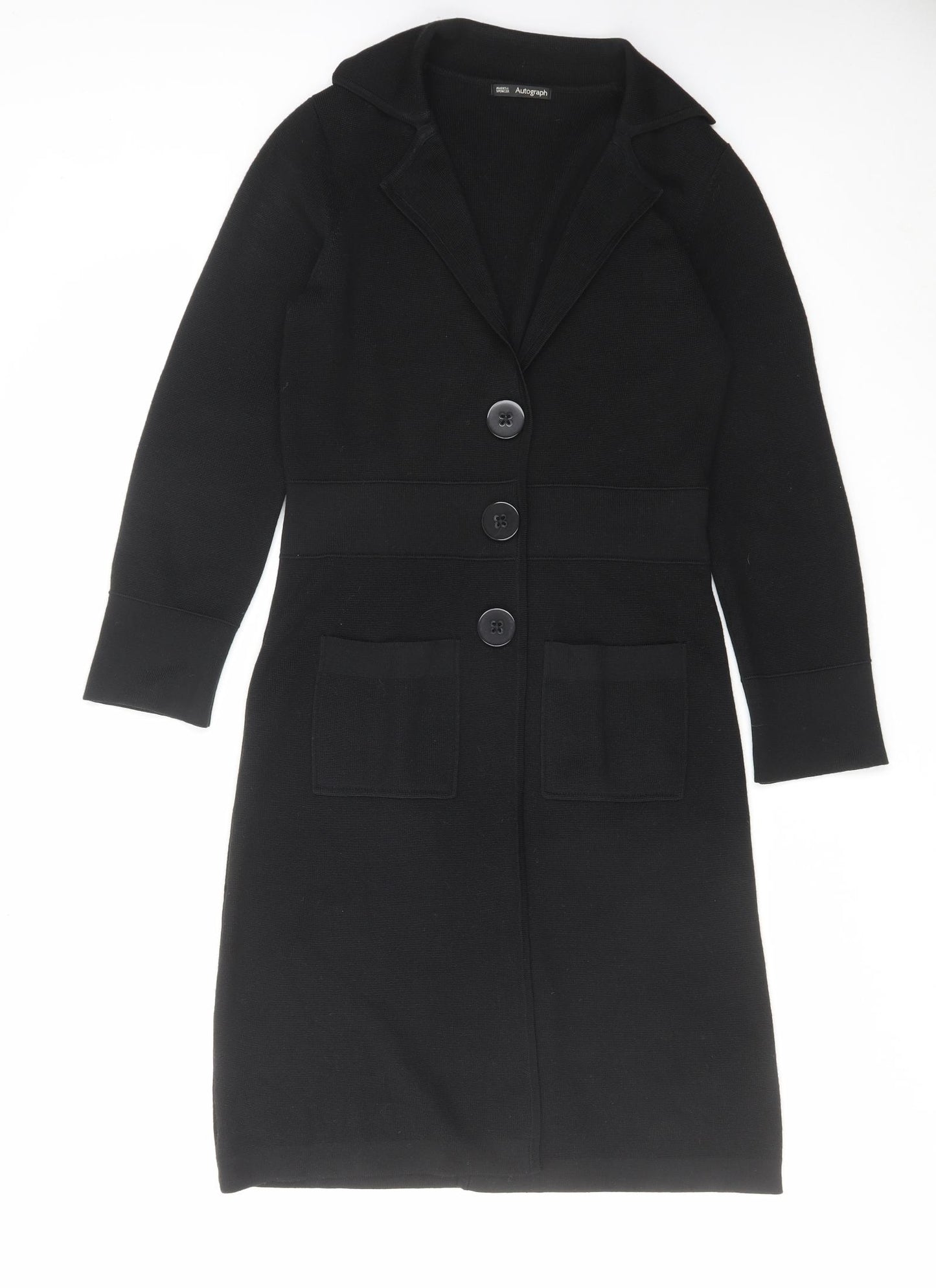 Autograph Womens Black Collared Acrylic Cardigan Jumper Size 10