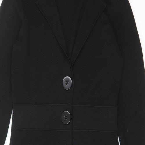 Autograph Womens Black Collared Acrylic Cardigan Jumper Size 10