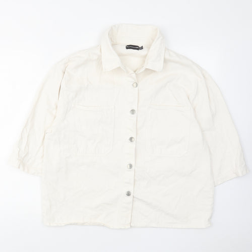 PRETTYLITTLETHING Womens White Jacket Size 10 Button