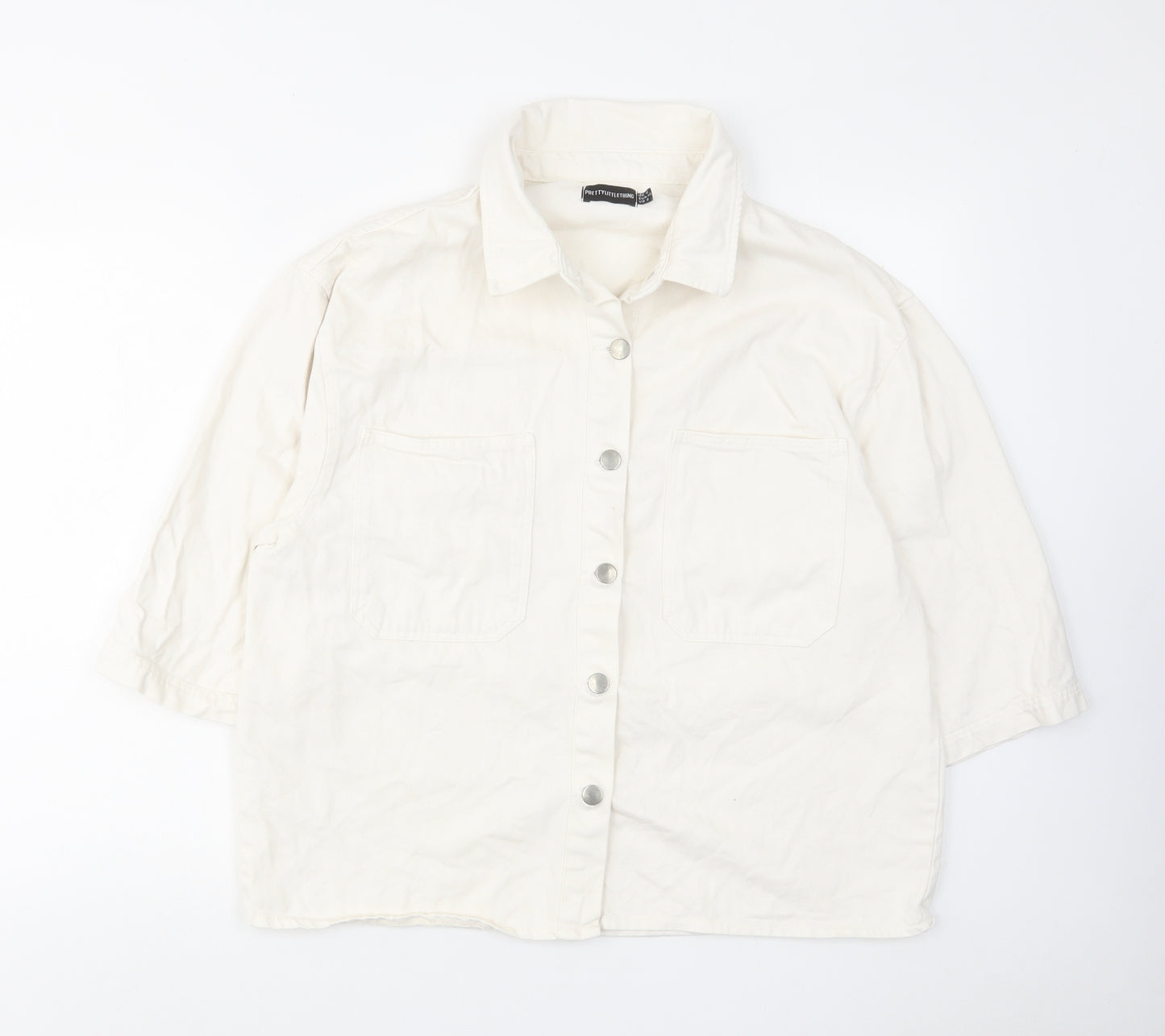 PRETTYLITTLETHING Womens White Jacket Size 10 Button