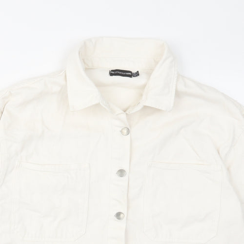 PRETTYLITTLETHING Womens White Jacket Size 10 Button