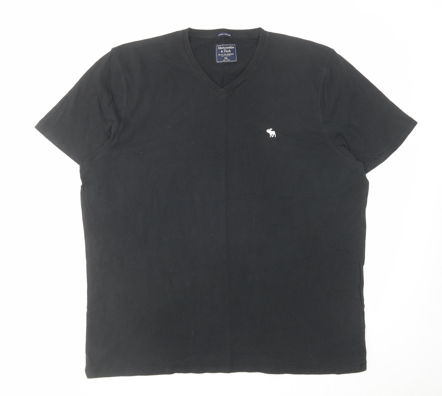 Abercrombie & Fitch Mens Black Cotton T-Shirt Size 2XL V-Neck