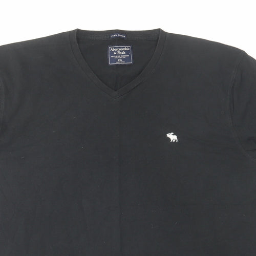 Abercrombie & Fitch Mens Black Cotton T-Shirt Size 2XL V-Neck