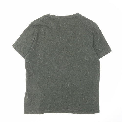 H&M Mens Green Cotton T-Shirt Size M Round Neck