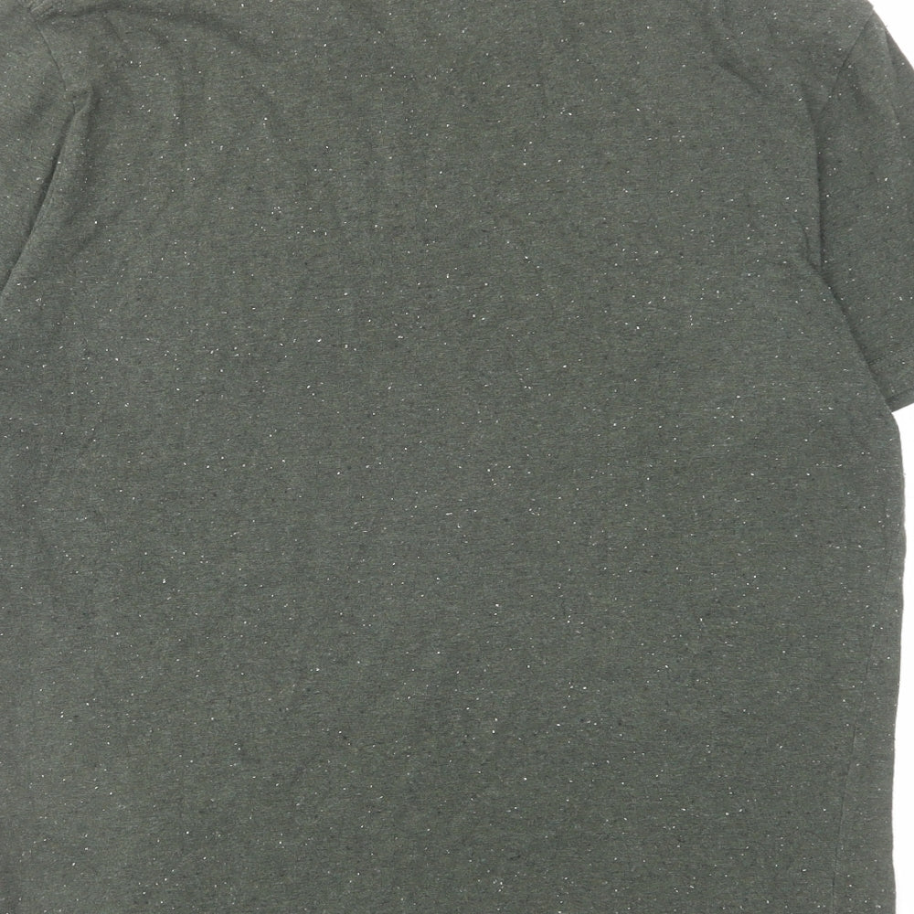 H&M Mens Green Cotton T-Shirt Size M Round Neck
