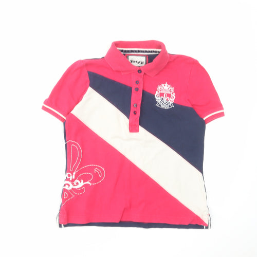 Toggi Womens Pink Colourblock Cotton Basic Polo Size 10 Collared