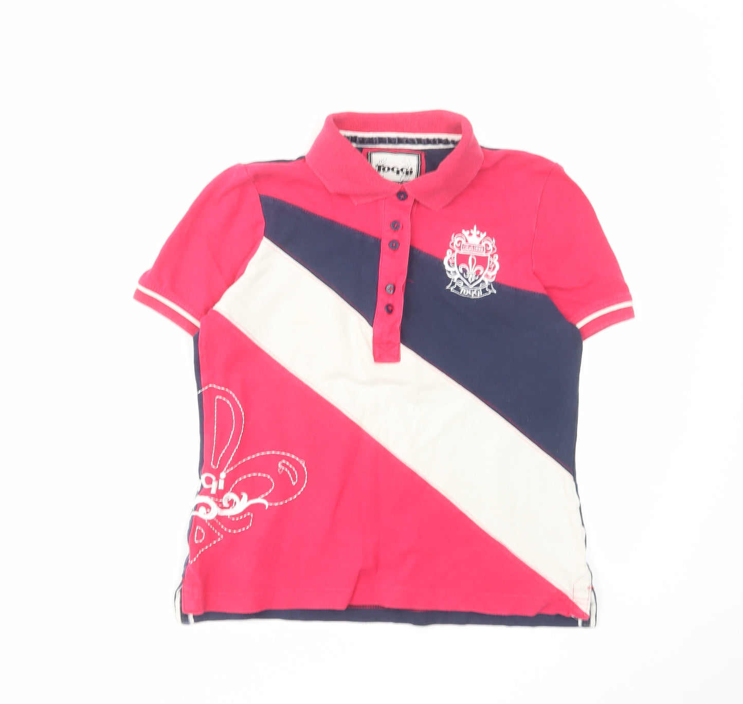 Toggi Womens Pink Colourblock Cotton Basic Polo Size 10 Collared