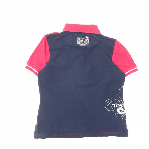 Toggi Womens Pink Colourblock Cotton Basic Polo Size 10 Collared