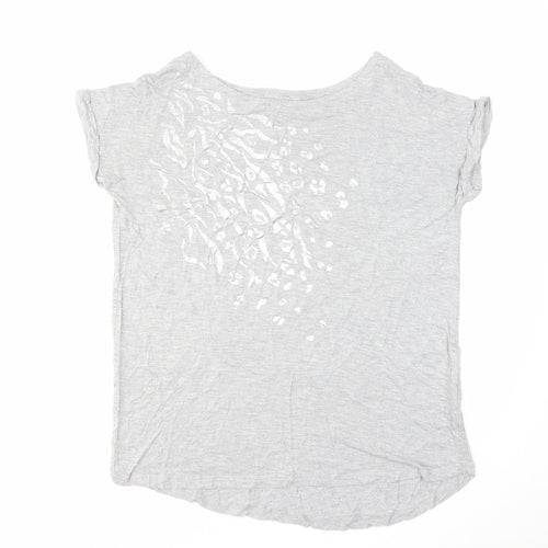 NEXT Womens Grey Viscose Basic T-Shirt Size 10 Boat Neck