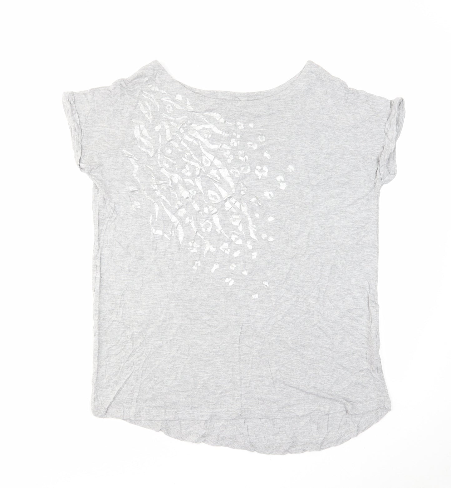 NEXT Womens Grey Viscose Basic T-Shirt Size 10 Boat Neck