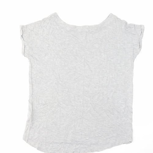 NEXT Womens Grey Viscose Basic T-Shirt Size 10 Boat Neck