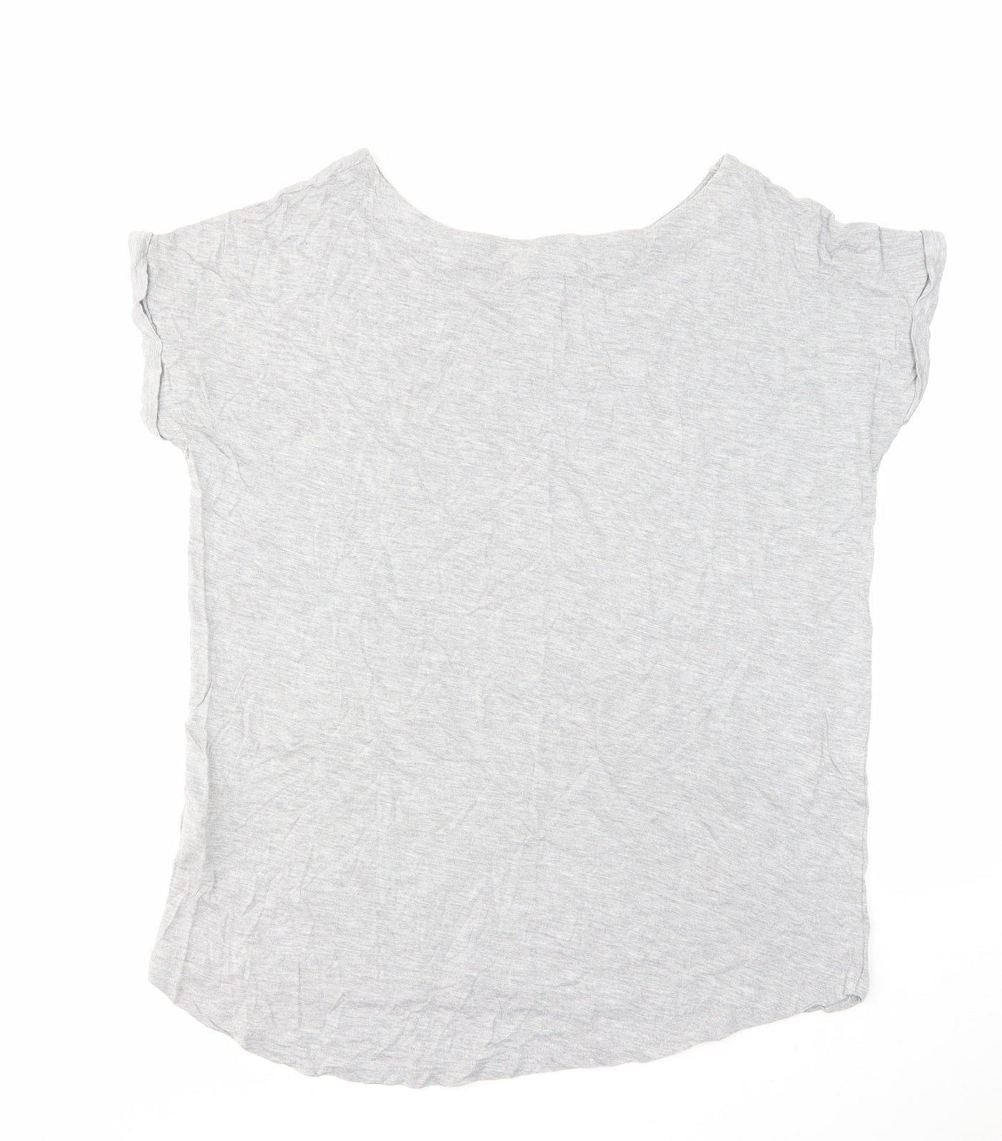 NEXT Womens Grey Viscose Basic T-Shirt Size 10 Boat Neck