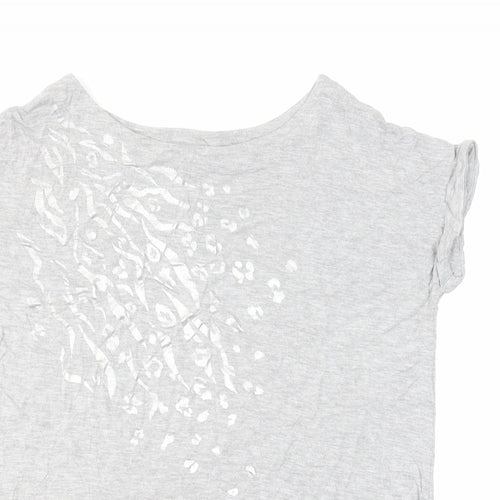 NEXT Womens Grey Viscose Basic T-Shirt Size 10 Boat Neck