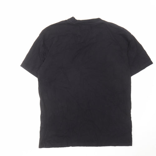 Pull&Bear Mens Black Cotton T-Shirt Size S Round Neck - Stranger Things