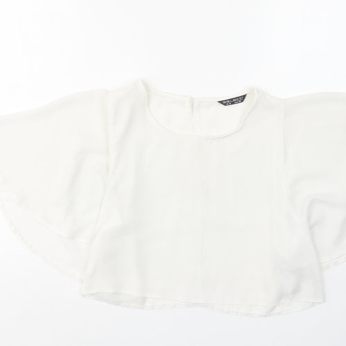 Select Womens White Polyester Basic Blouse Size 6 Round Neck - Batwing Sleeves
