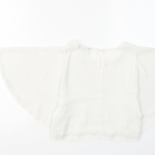 Select Womens White Polyester Basic Blouse Size 6 Round Neck - Batwing Sleeves