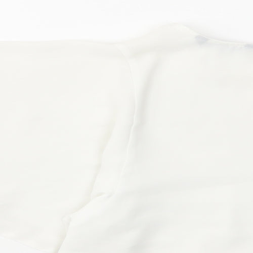 Select Womens White Polyester Basic Blouse Size 6 Round Neck - Batwing Sleeves