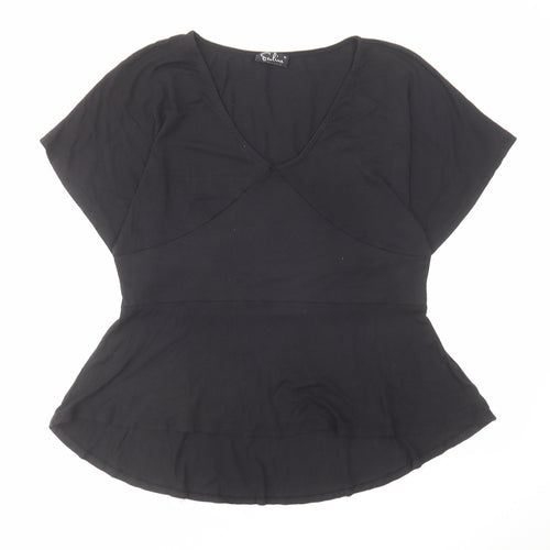 Ecaline Stockholm Womens Black Viscose Basic T-Shirt Size M V-Neck