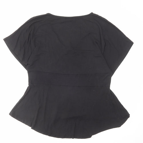 Ecaline Stockholm Womens Black Viscose Basic T-Shirt Size M V-Neck