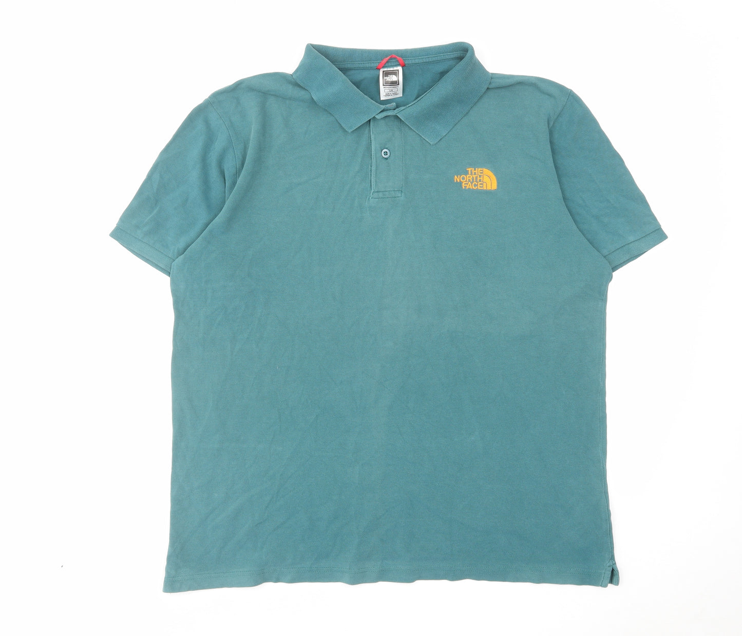 The North Face Mens Blue Cotton Polo Size L Collared Button
