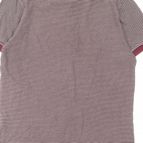 Lyle & Scott Mens Red Striped Cotton Polo Size M Collared Button