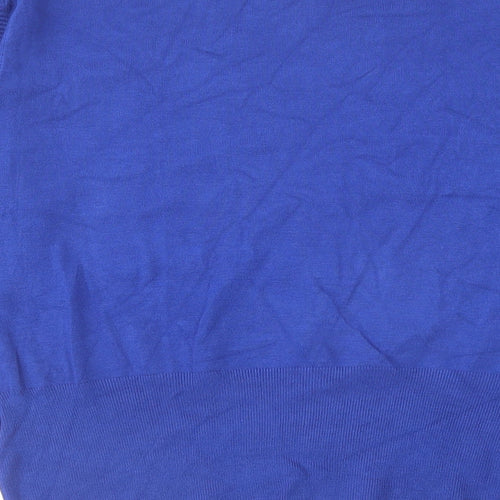 Marks and Spencer Womens Blue Round Neck Viscose Pullover Jumper Size XL
