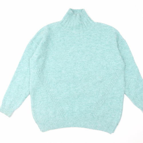 Topshop Womens Blue High Neck Acrylic Pullover Jumper Size S