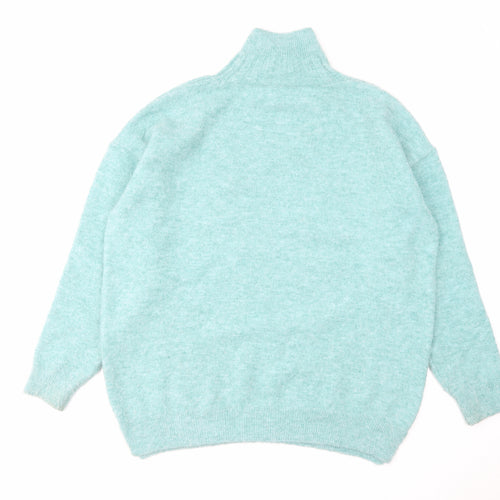 Topshop Womens Blue High Neck Acrylic Pullover Jumper Size S