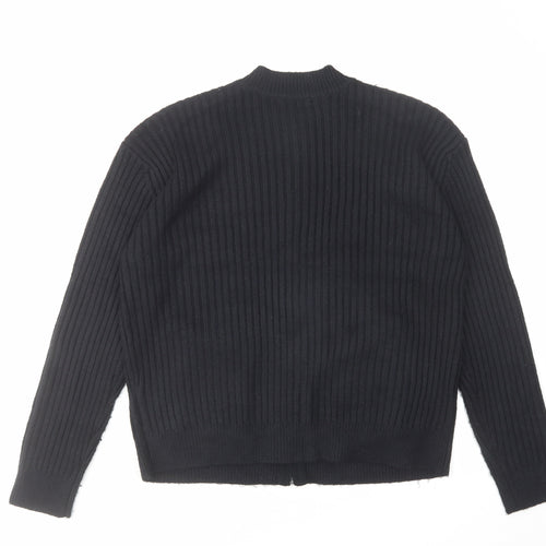 Marks and Spencer Womens Black Round Neck Polyester Cardigan Jumper Size M