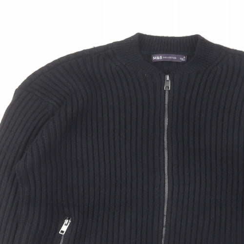 Marks and Spencer Womens Black Round Neck Polyester Cardigan Jumper Size M