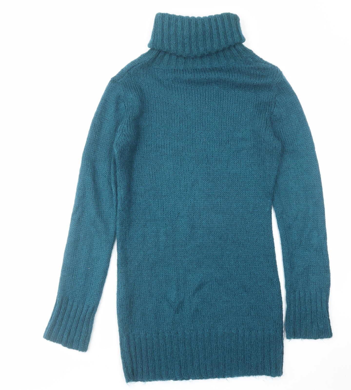 H&M Womens Blue Acrylic Jumper Dress Size M Roll Neck Pullover