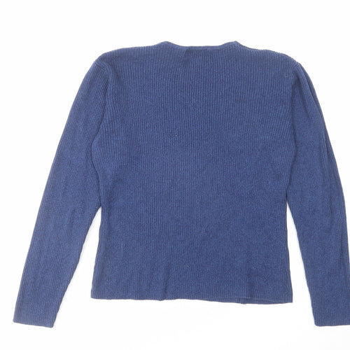 Jumper Womens Blue V-Neck Cotton Pullover Jumper Size L