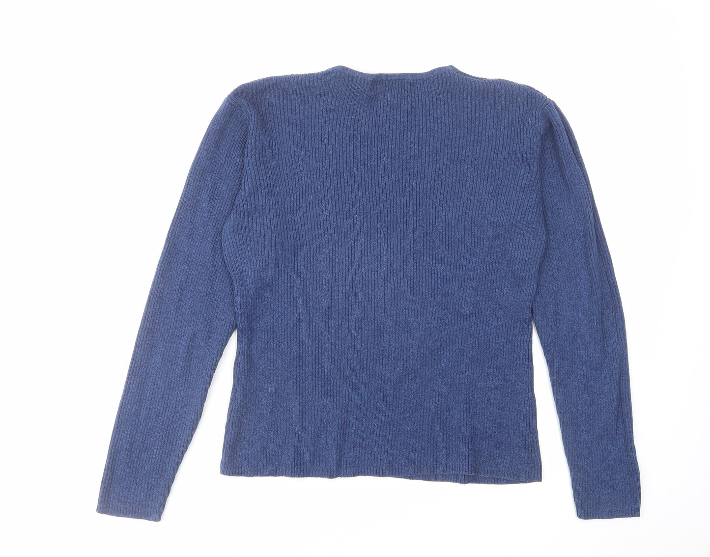 Jumper Womens Blue V-Neck Cotton Pullover Jumper Size L