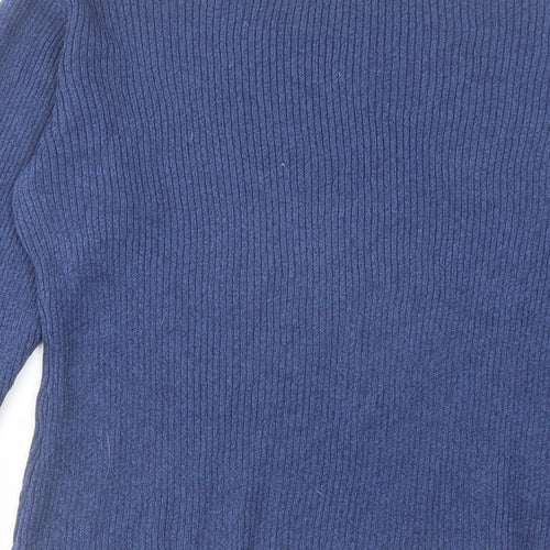 Jumper Womens Blue V-Neck Cotton Pullover Jumper Size L