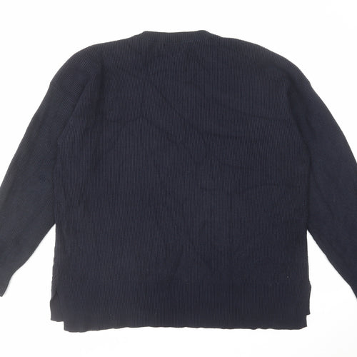 Marks and Spencer Mens Blue Round Neck Polyester Pullover Jumper Size XL Long Sleeve