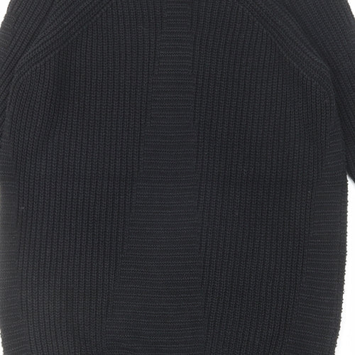 River Island Womens Black Cotton Jumper Dress Size 8 Round Neck Pullover - Side zip detail