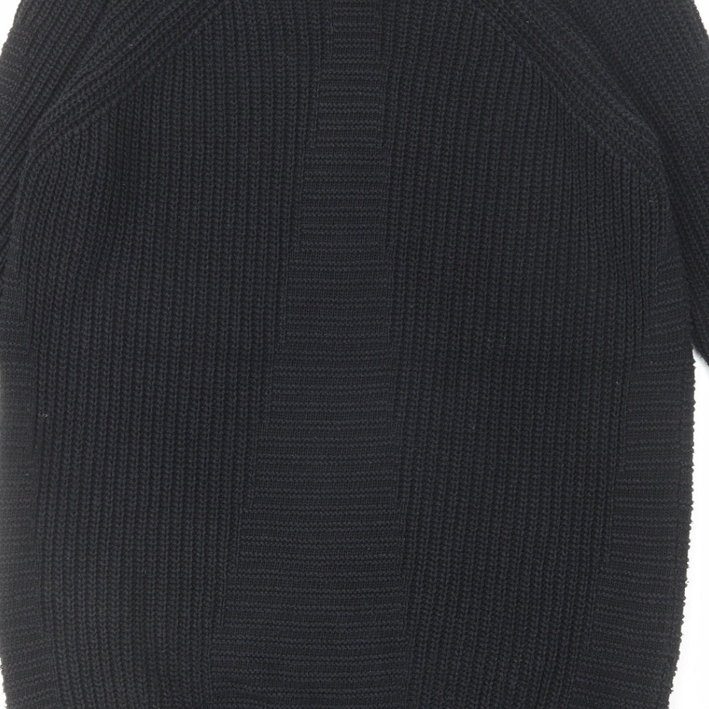 River Island Womens Black Cotton Jumper Dress Size 8 Round Neck Pullover - Side zip detail