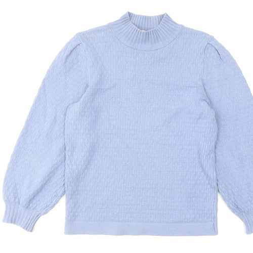 NEXT Womens Blue High Neck Viscose Pullover Jumper Size 10