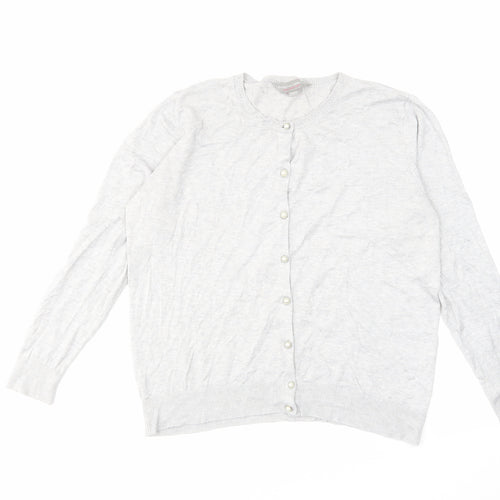 Dorothy Perkins Womens Grey Round Neck Viscose Cardigan Jumper Size 14