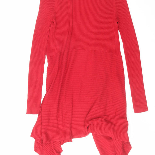 Marks and Spencer Womens Red V-Neck Polyamide Cardigan Jumper Size 12