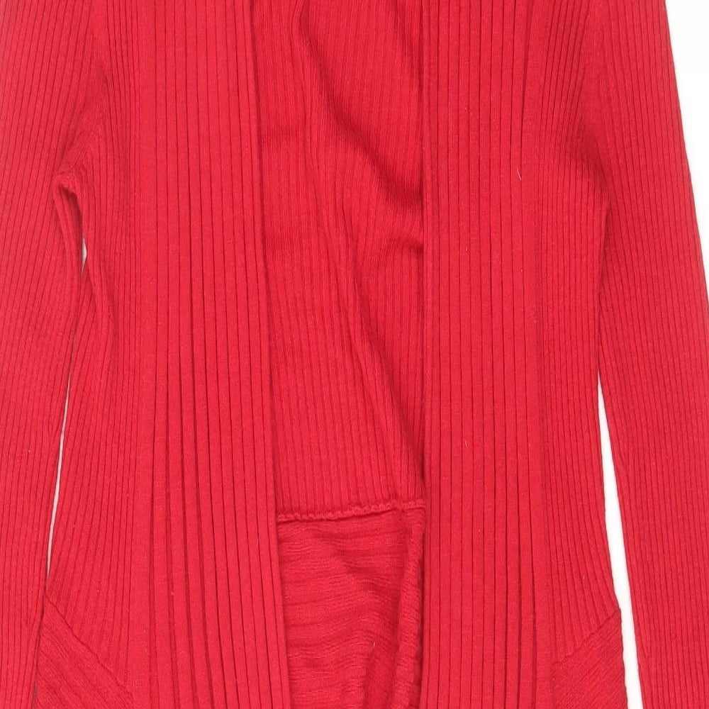 Marks and Spencer Womens Red V-Neck Polyamide Cardigan Jumper Size 12