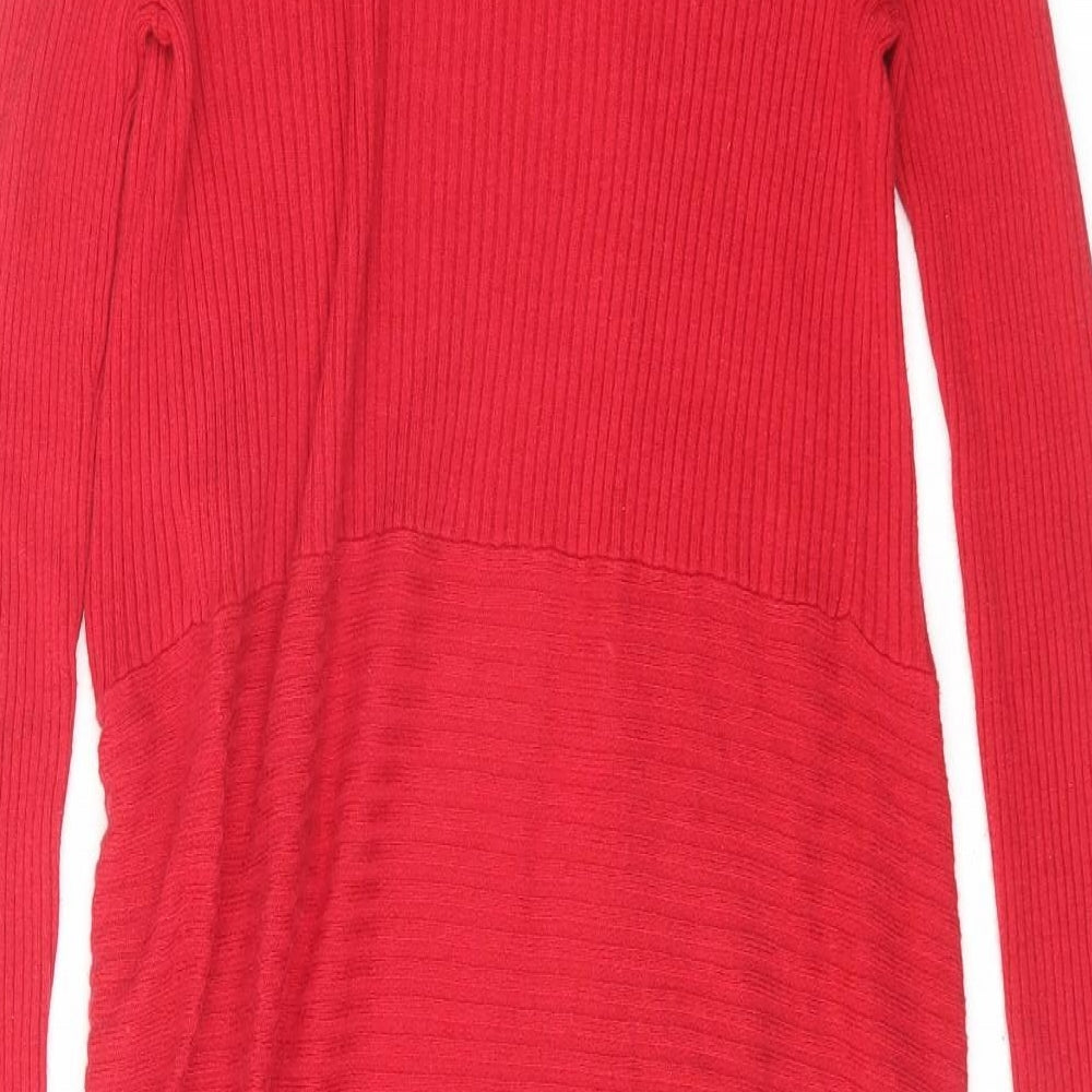 Marks and Spencer Womens Red V-Neck Polyamide Cardigan Jumper Size 12
