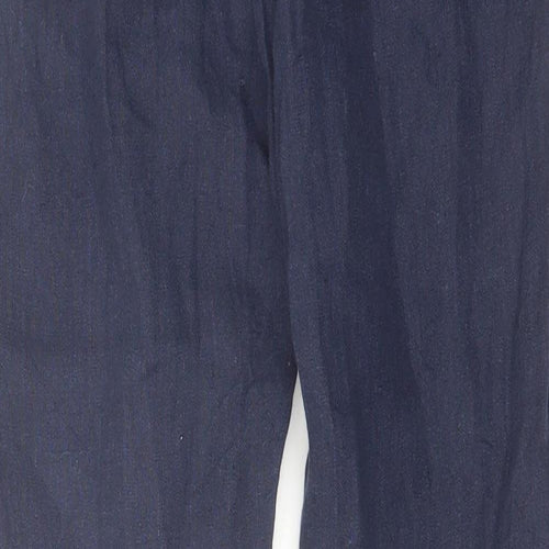 H&M Womens Blue Linen Trousers Size 30 in L29 in Regular Hook & Eye