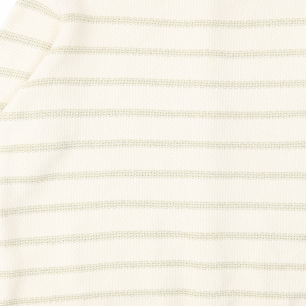Country Casuals Womens Beige Round Neck Striped Cotton Cardigan Jumper Size M