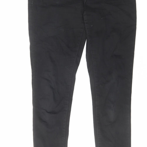 NEXT Womens Black Cotton Skinny Jeans Size 12 L29 in Slim Zip