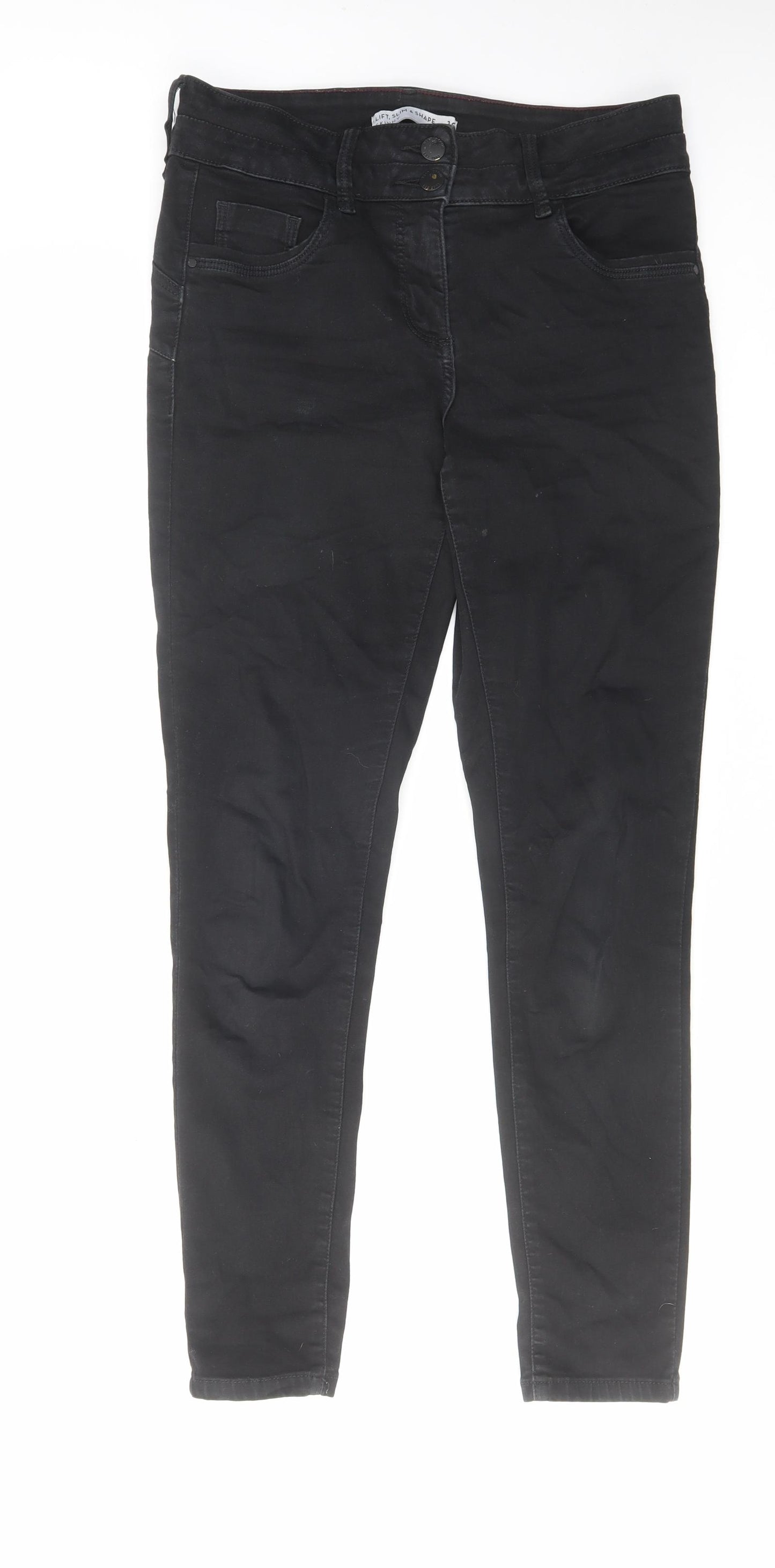 NEXT Womens Black Cotton Skinny Jeans Size 12 L29 in Slim Zip