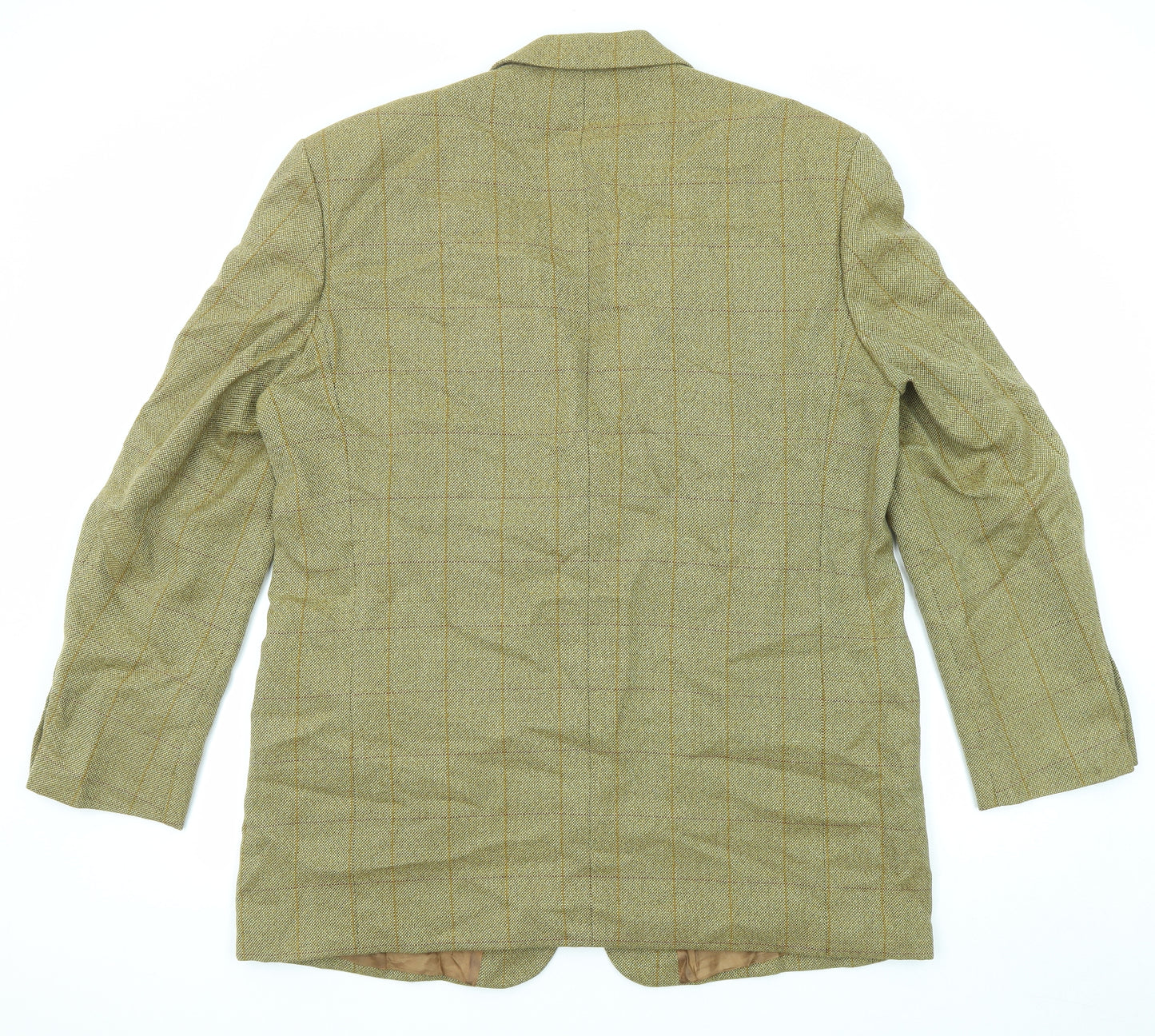 Marks and Spencer Mens Green Check Wool Jacket Blazer Size 46 Regular