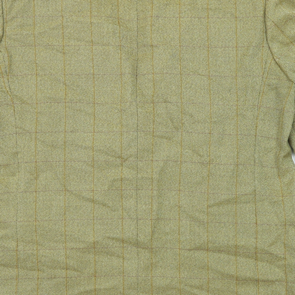 Marks and Spencer Mens Green Check Wool Jacket Blazer Size 46 Regular