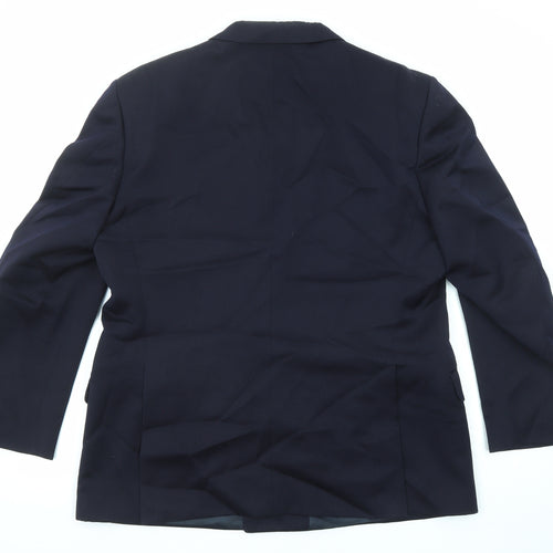 St Michael Mens Blue Wool Jacket Blazer Size 42 Regular